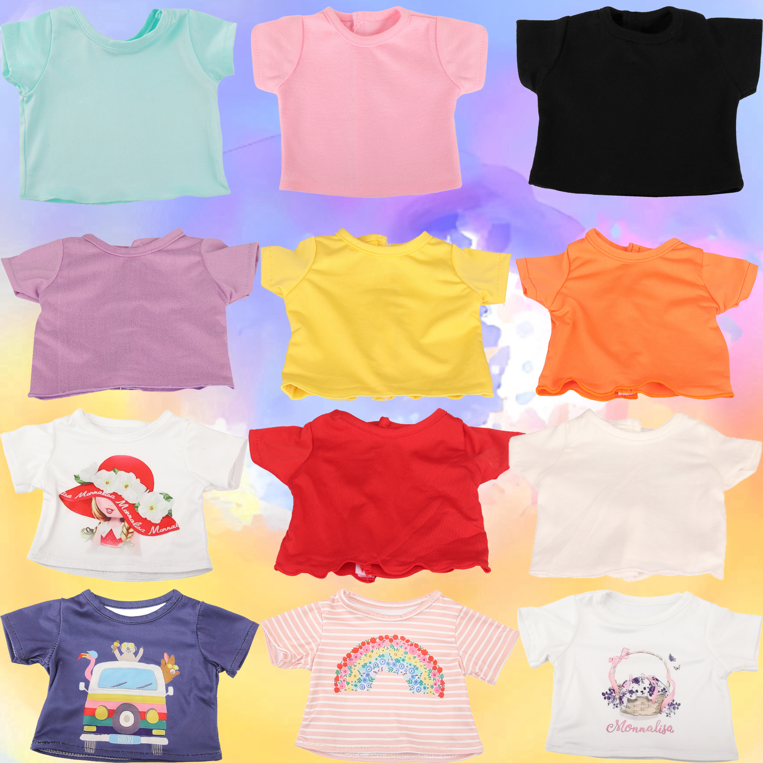 Baby Clothing Basket - Cute Cartoon Doll T-shirt For 18-inch