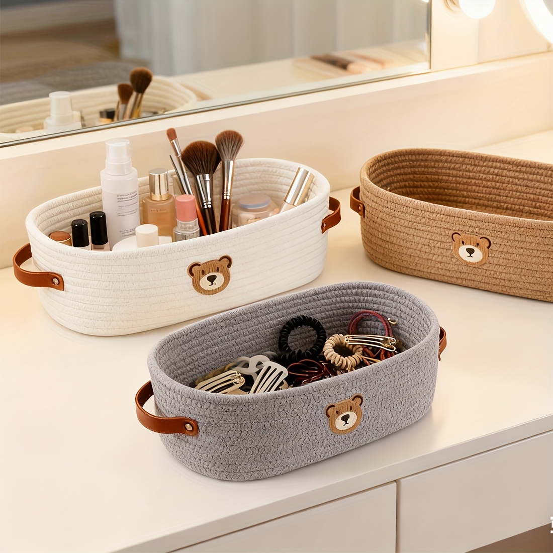 Baby Clothing Basket - Oval Woven Bathroom Storage Basket, Multifunctional
