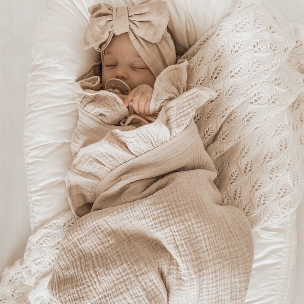 INS Ruffled Muslin Baby Swaddl - Baby Clothing Organic Cotton のレビューと価格