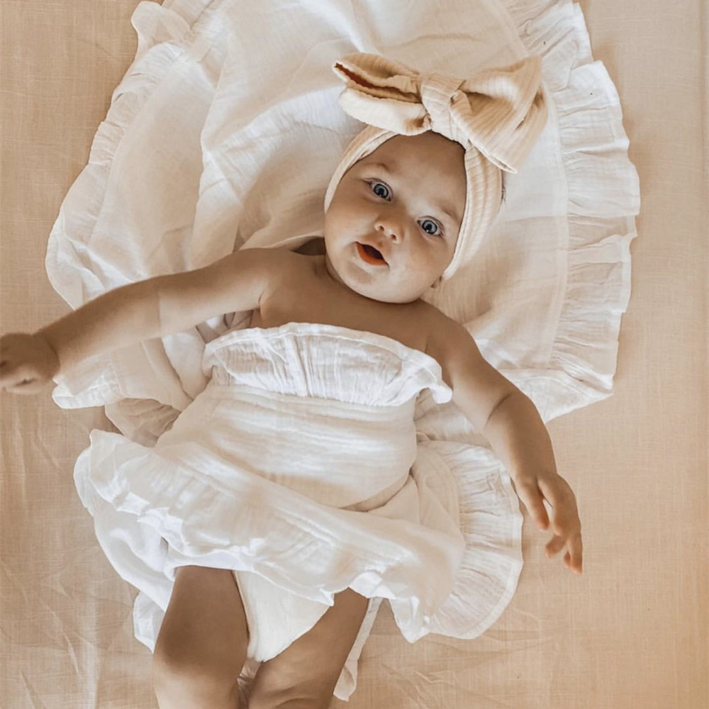 INS Ruffled Muslin Baby Swaddl - Baby Clothing Organic Cotton のレビューと価格