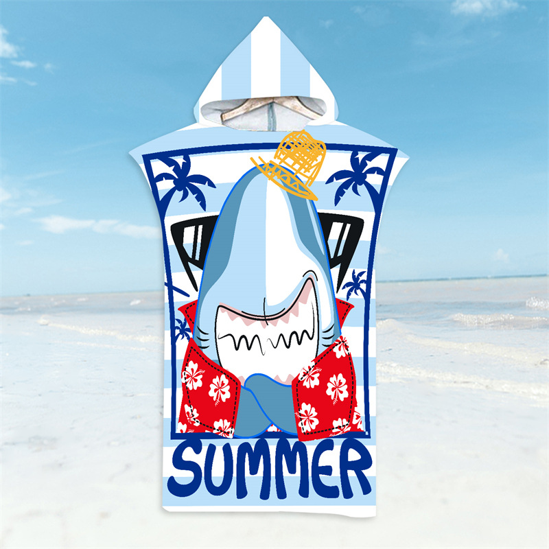 Shark Bathrobe Beach Towel In  - Hooded Bath Towel のレビューと価格