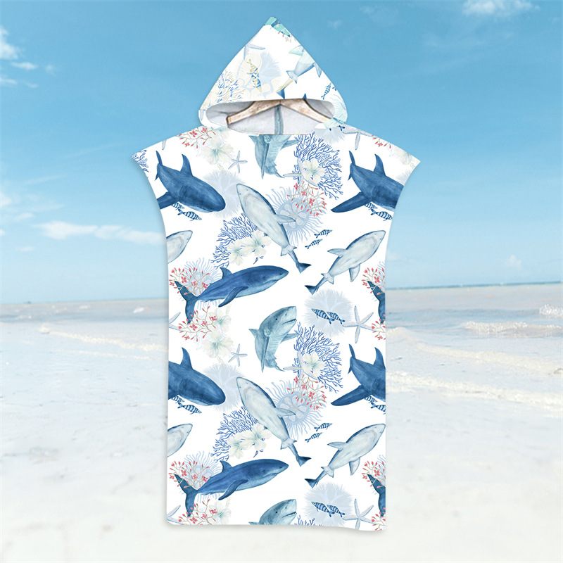 Shark Bathrobe Beach Towel In  - Hooded Bath Towel のレビューと価格