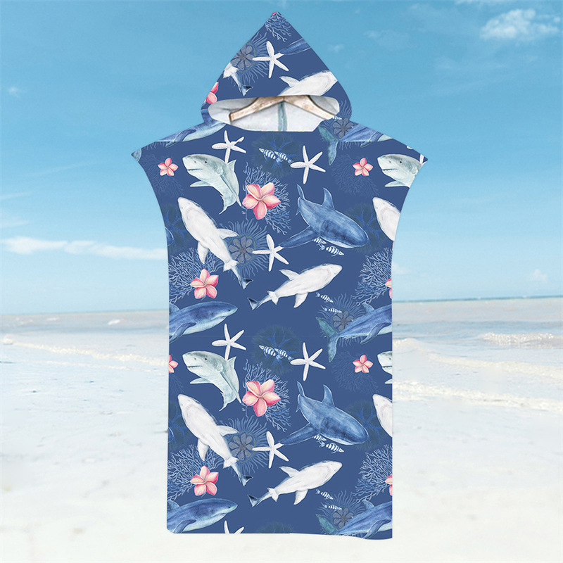 Shark Bathrobe Beach Towel In  - Hooded Bath Towel のレビューと価格