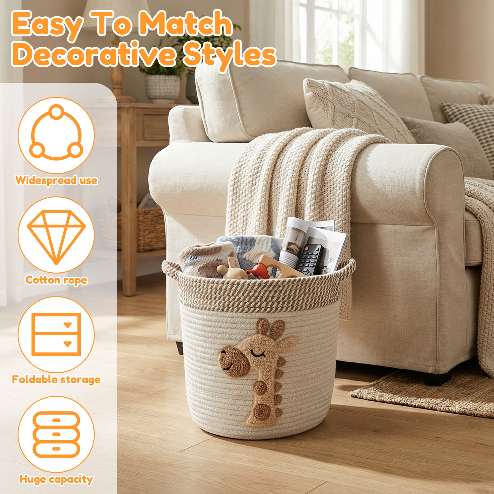 Cotton Rope Storage Basket Lar - Baby Clothing Basket のレビューと価格