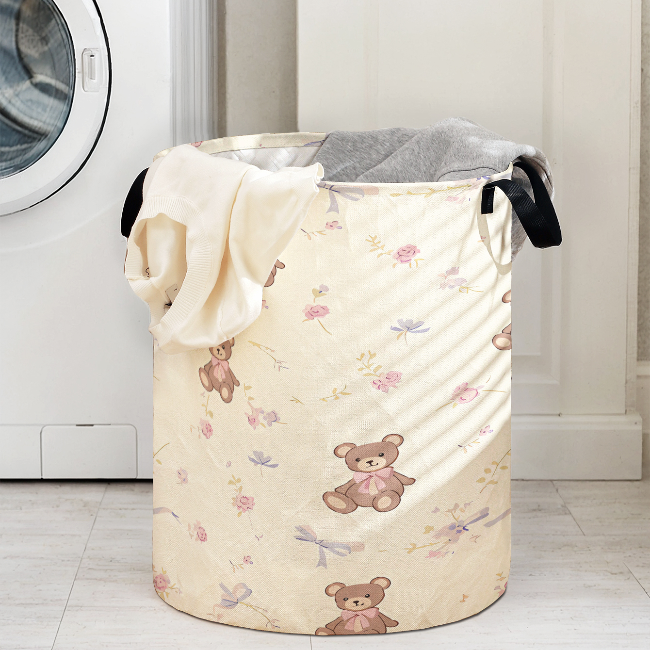 Teddy Bear & Floral Print Fold - Baby Clothing Basket のレビューと価格
