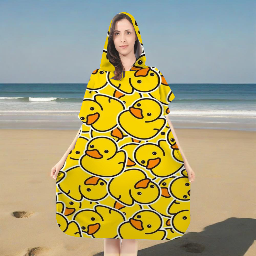Cute Yellow Rubber Duck Print  - Hooded Bath Towel のレビューと価格
