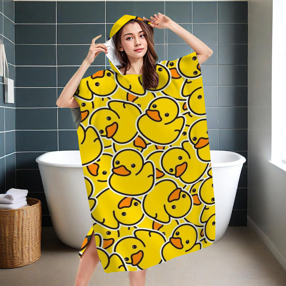 Cute Yellow Rubber Duck Print  - Hooded Bath Towel のレビューと価格