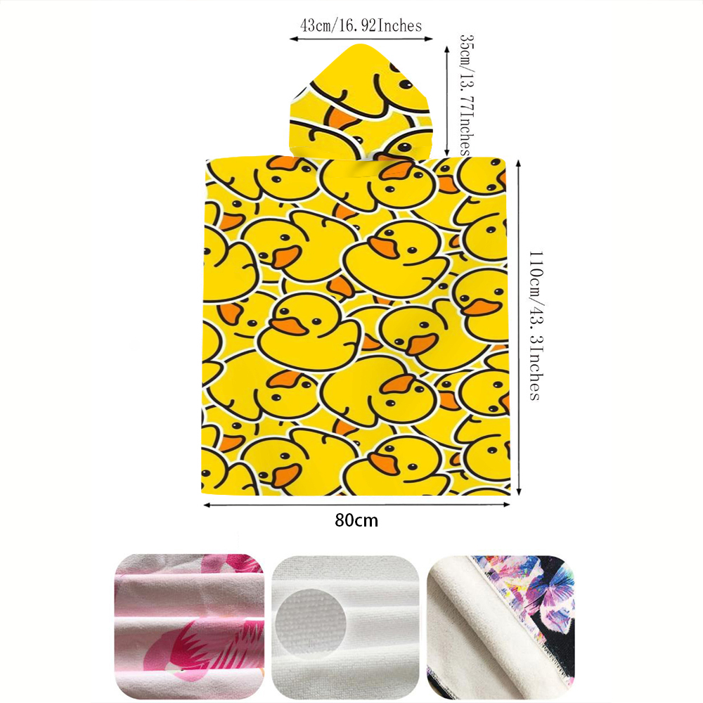 Cute Yellow Rubber Duck Print  - Hooded Bath Towel のレビューと価格