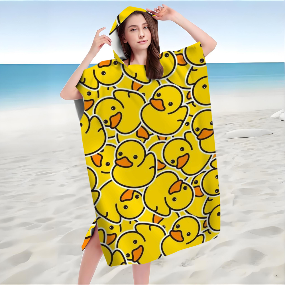 Cute Yellow Rubber Duck Print  - Hooded Bath Towel のレビューと価格