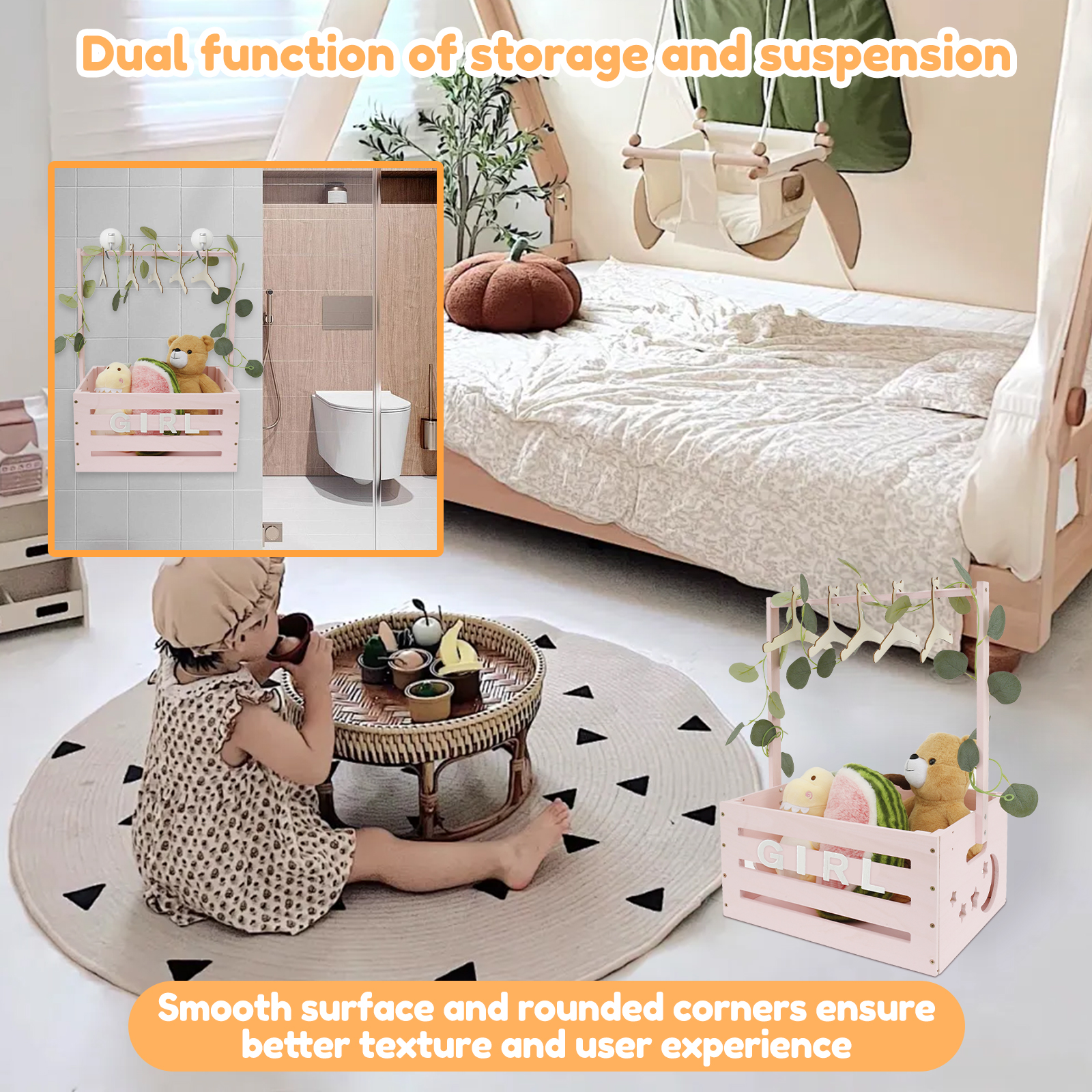 Wood Baby Shower Storage Baske - Baby Clothing Basket のレビューと価格
