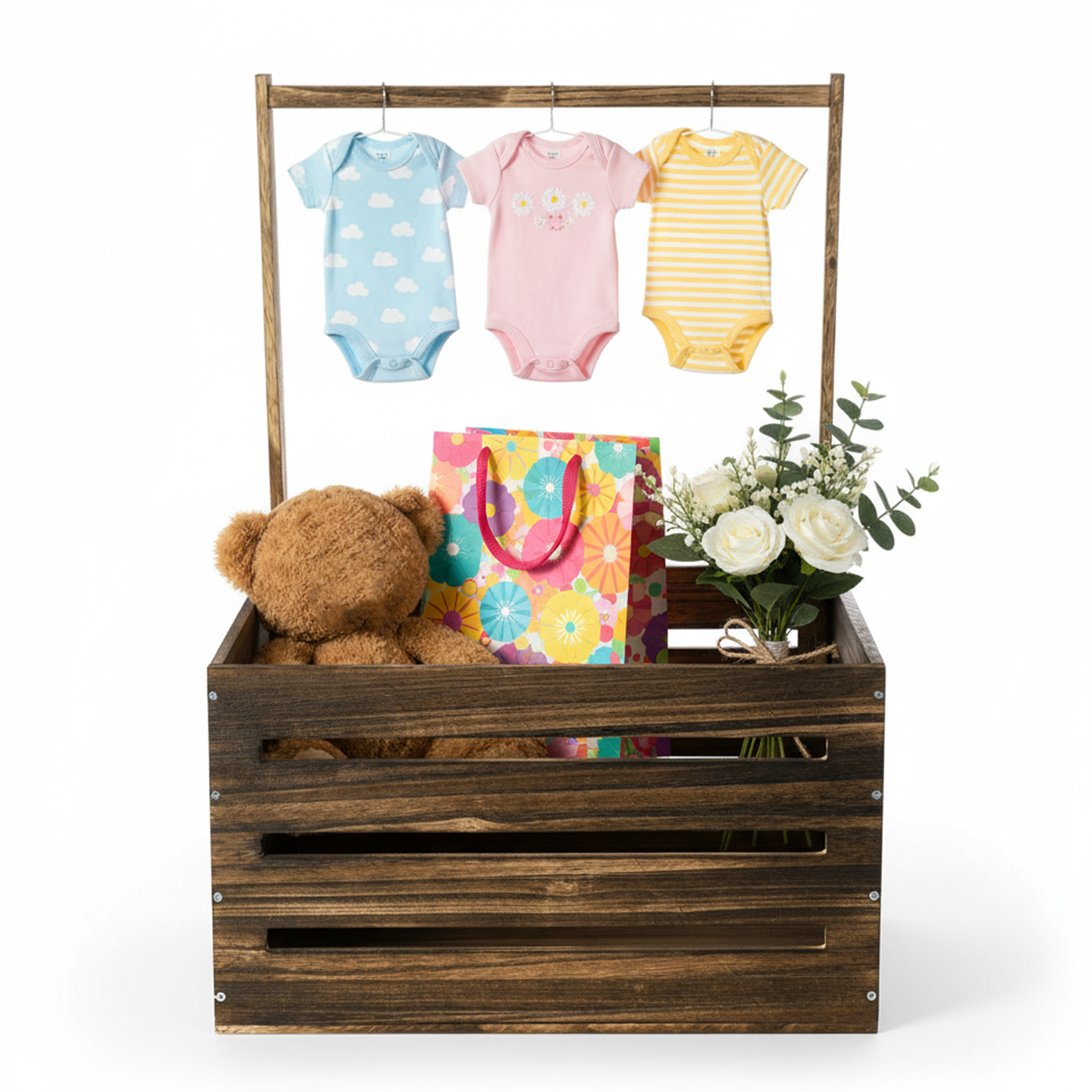 Wooden Baby Shower Crate Close - Baby Clothing Basket のレビューと価格