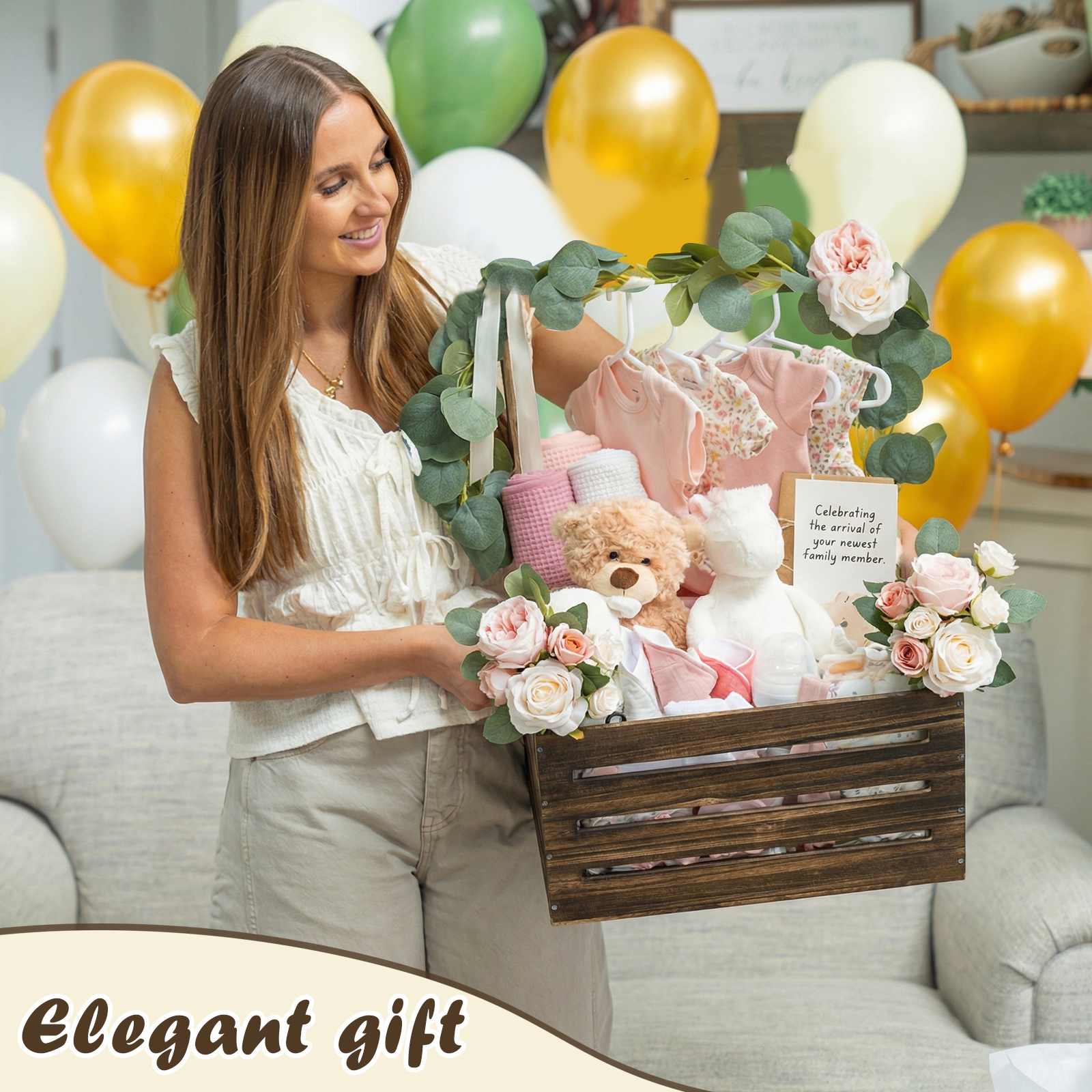 Wooden Baby Shower Crate Close - Baby Clothing Basket のレビューと価格