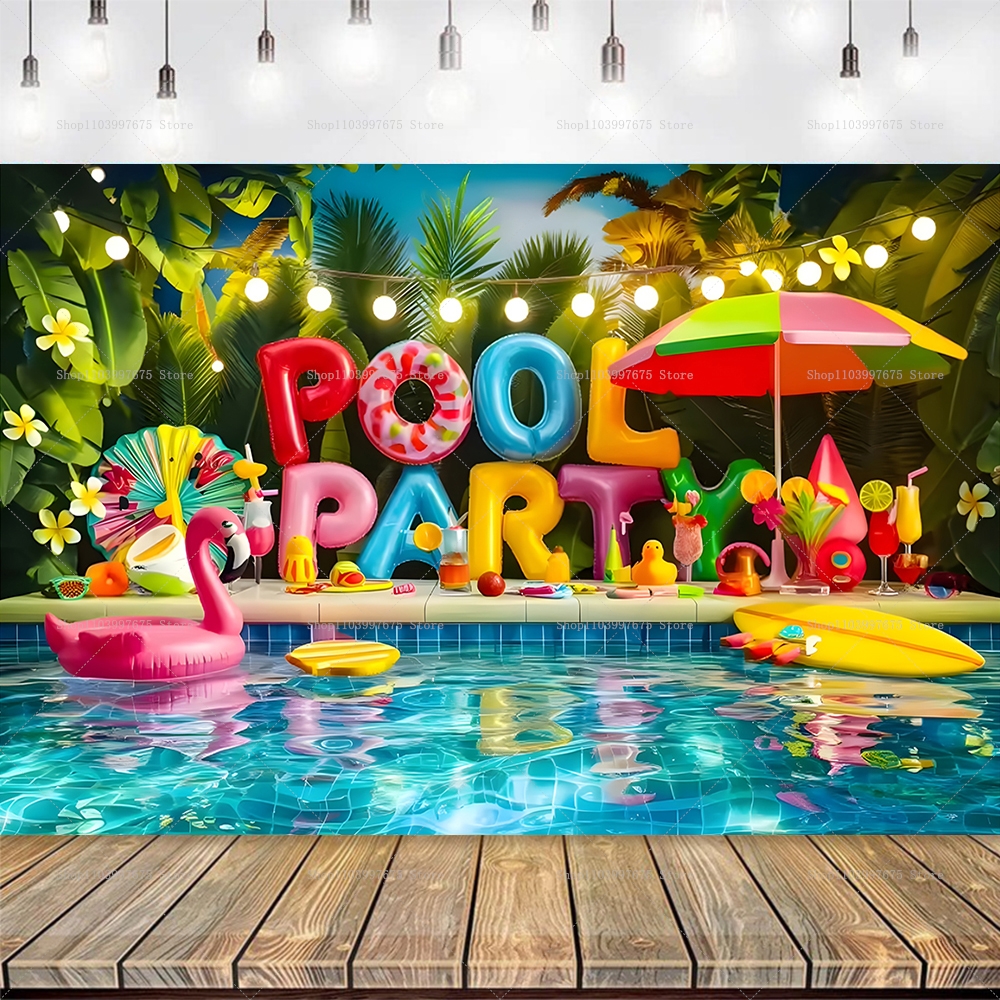 Summer Pool Party Backdrops Ho - Baby Clothing Hawaii のレビューと価格