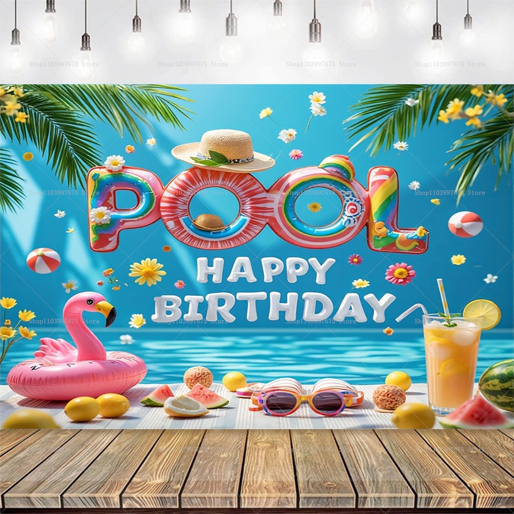 Summer Pool Party Backdrops Ho - Baby Clothing Hawaii のレビューと価格