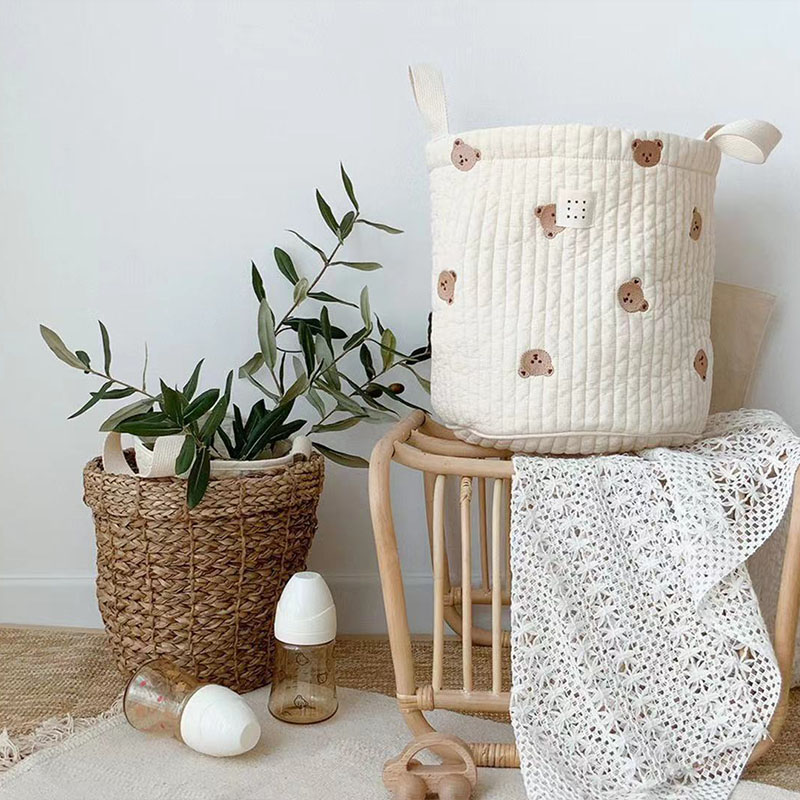Beige Cotton Embroidery Baby D - Baby Clothing Basket のレビューと価格