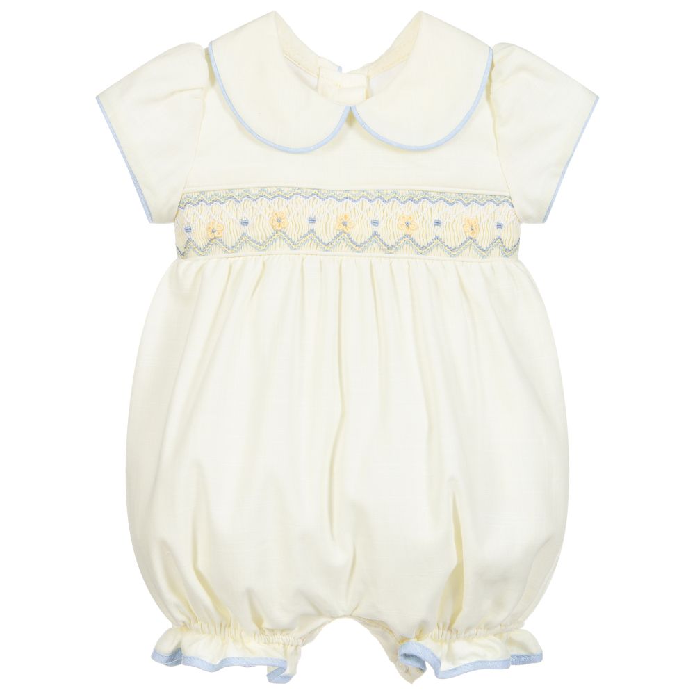 Baby Smocked Yellow Rompers in - Baby Clothing Made In Usa のレビューと価格