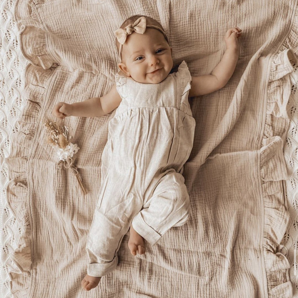 INS Ruffled Muslin Baby Swaddl - Baby Clothing Organic Cotton のレビューと価格